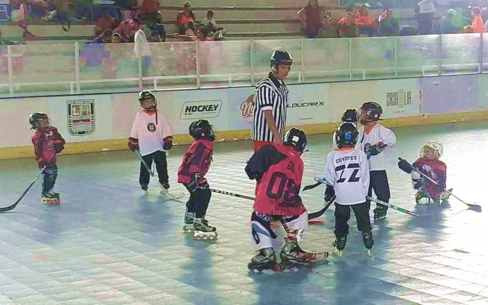 niños jugando hockey