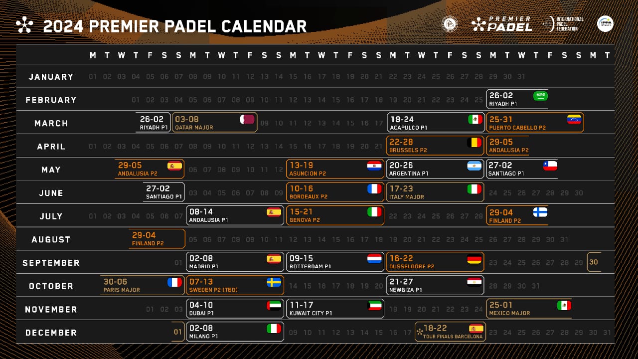 calendario padel puerto cabello 2024